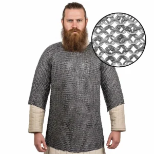 Chainmail Half Sleeves Shirt 9 mm Dome Riveted Flat Rings
