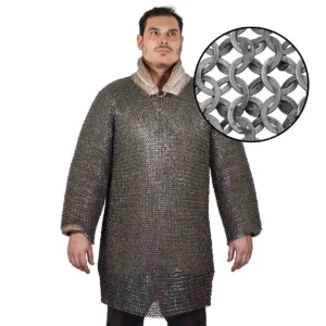 Half Sleeves Chainmail Haubergeon 9 mm Flat Ring Wedge Riveted Alternating