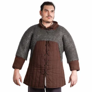 Medieval Chainmail Short Half Sleeve | 9mm 17 Gauge Flat Ring Round Rivet with Alt Flat Solid Rings Mild Steel Mail Armor Shirt for LARP, SCA & HEMA