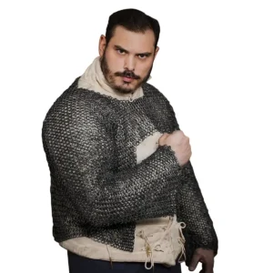 Medieval Chain Mail Half Hauberk– 9mm Flat Ring Round Rivets with Alternate Flat Solid Rings -17 Gauge Mild Steel