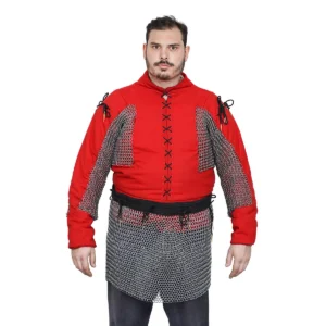 Round Ring Chainmail Skirt Butted 10mm, 16 Gauge Mild Steel with Adjustable Padded Belt Medieval Armor for LARP, Renaissance Fairs