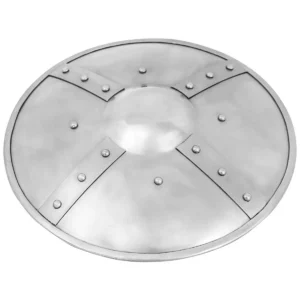 Hand-Forged Medieval Steel Buckler – 14 Gauge Round Shield for Combat, LARP & Collectors