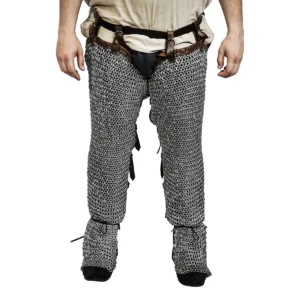 Chainmail Leggings Chausses Hoses – 6mm Riveted Flat Ring with Alternating Flat Solid Rings, - 18 Gauge, Mild Steel – Ideal for Full Body Armor Sets