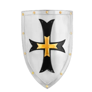 Fantasy Crusader Knight Steel Shield for Décor and Reenactments