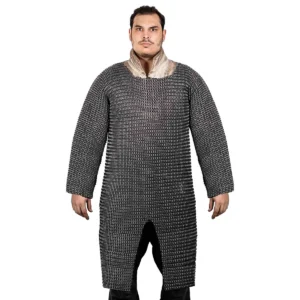 Chainmail Hauberk 10 mm 14 Gauge Aluminium Butted Rings, Black Rubber Washers