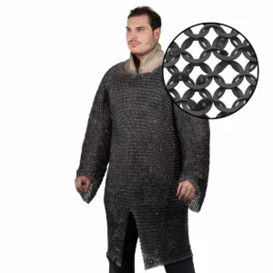 Chainmail Hauberk 9mm Dome Riveted with Flat Solid Rings