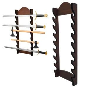 Eight Tier Handcrafted Genuine Hardwood Sword and Axe Stand