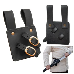 Leather Sword Frog Medieval Adjustable Cross Draw Holder for Belts, LARP & Costumes