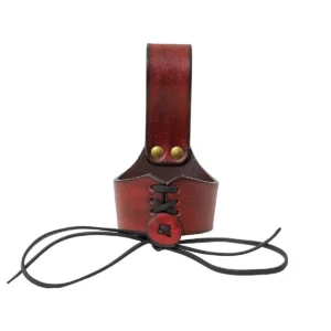 Leather Drinking Horn Holder - Adjustable Medieval Belt Frog