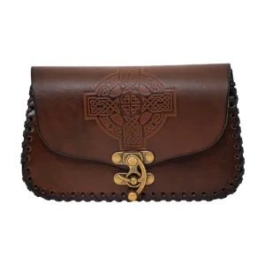 Leather Celtic Bag With Embossed Cross