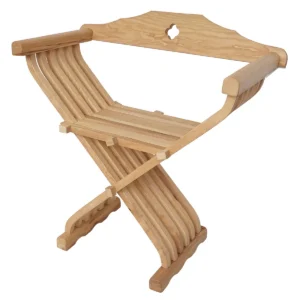 Medieval Wooden Savonarola Chair - Foldable Renaissance Seat