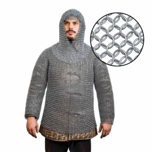 Medieval Chainmail Coif & Full Sleeve Shirt 10 mm Zinc Polish Mail
