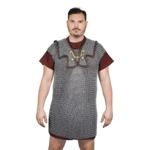 Roman Lorica Hamata –Butted Chainmail Shirt with Brass Clasps 10mm Mild Steel, 16 Gauge