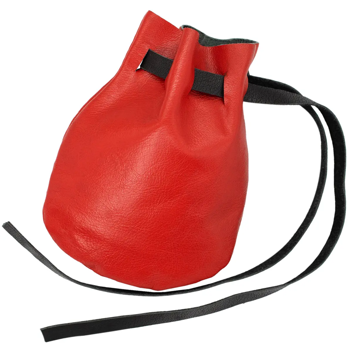 Red Leather drawstring pouch​