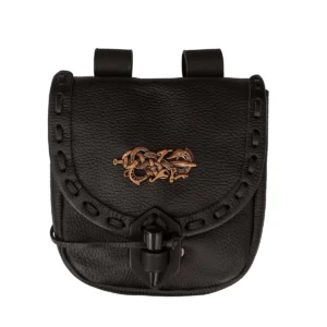 Medieval Leather Belt Bag with Horn Toggle