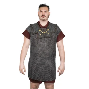 Chainmail Roman Lorica Hamata – 9mm Riveted Round Ring with Alternating Flat Solid Rings - 18 Gauge, Mild Steel – Ideal for Roman Reenactments & Historical Displays