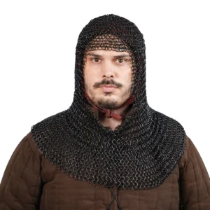 Chainmail Medieval Coif Hood 10mm Butted Round Rings 16 Gauge Mild Steel Historical Armor for LARP, & Film Costumes
