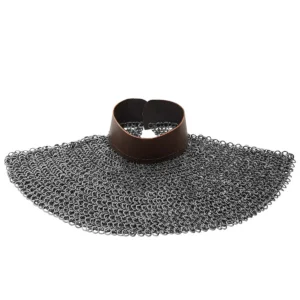 Chainmail Aventail  9mm Riveted Round Ring with Alternating Flat Solid Rings, - 17 Gauge, Mild Steel, Natural – Ideal for LARP, Cosplay & Film Costumes