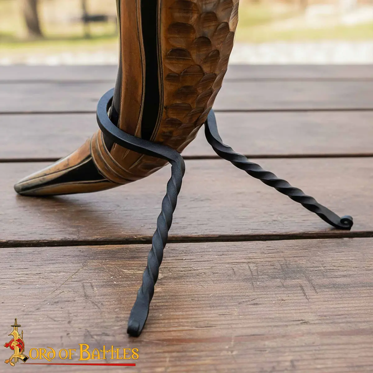 Drinking Horn Stand - Hand-Forged Viking Twisted Iron Holder Drinking Horn Stand - Hand-Forged Viking Twisted Iron Holder - Image 5