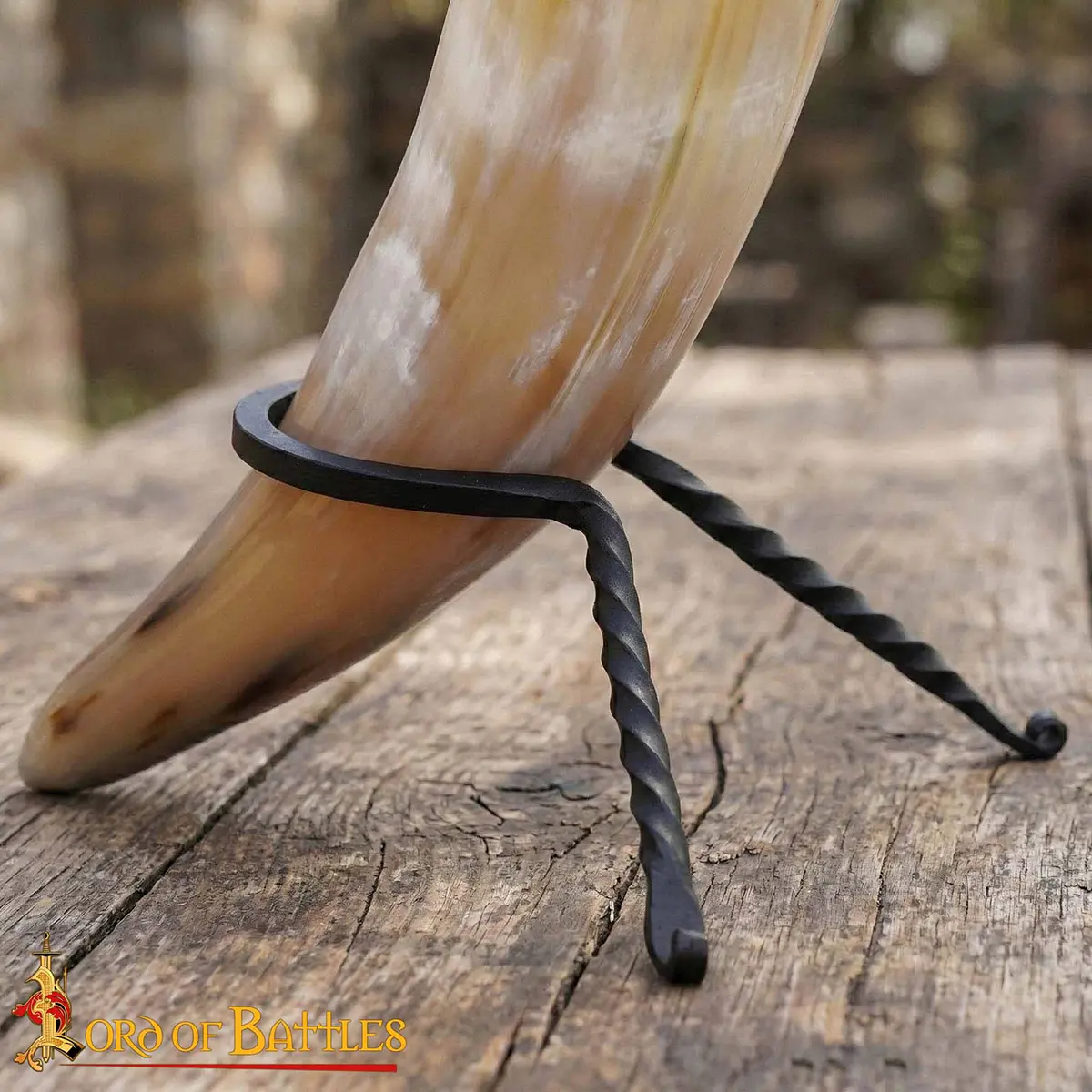 Drinking Horn Stand - Hand-Forged Viking Twisted Iron Holder Drinking Horn Stand - Hand-Forged Viking Twisted Iron Holder - Image 8
