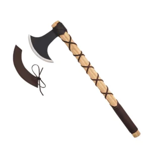 Hand-Forged Viking Axe - Hardwood & Leather-Wrapped Handle