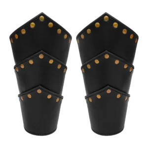 Obsidian Knight Black Leather Arm Bracers