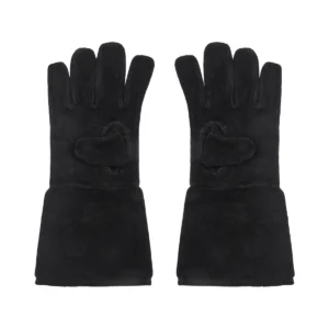 Medieval Leather Suede Gloves with Inner Stitching – Gauntlets – Brown & Black