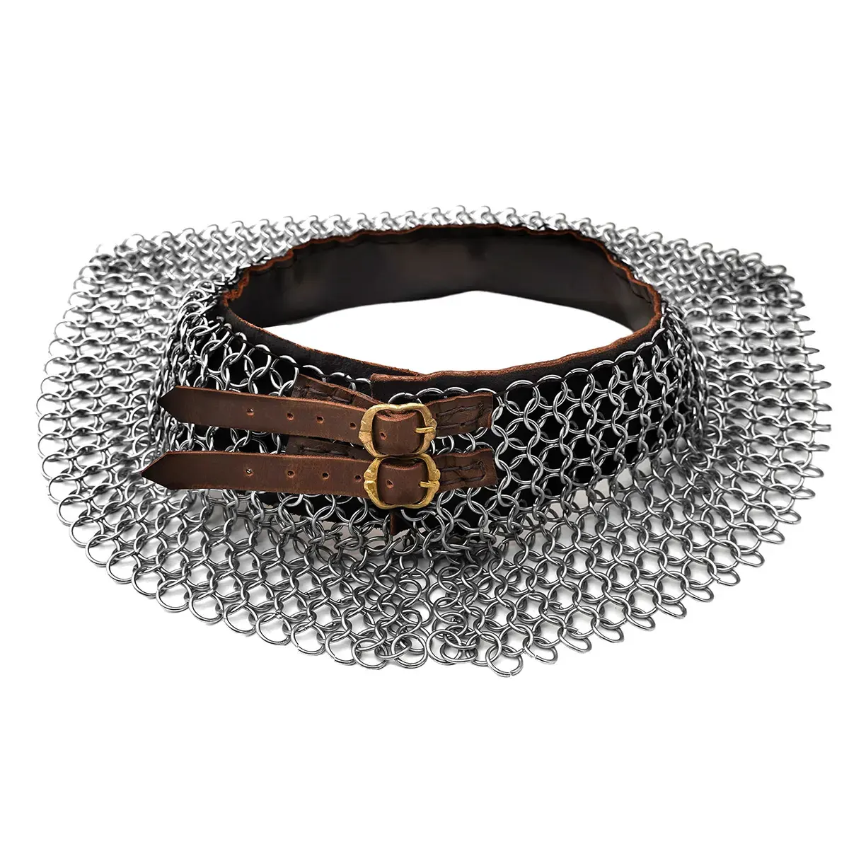 Medieval Chainmail Standard – High Tensile Butted Rings with Leather Trim – 9mm 16 Gauge Neck Protection Medieval Chainmail Standard – High Tensile Butted Rings with Leather Trim – 9mm 16 Gauge Neck Protection