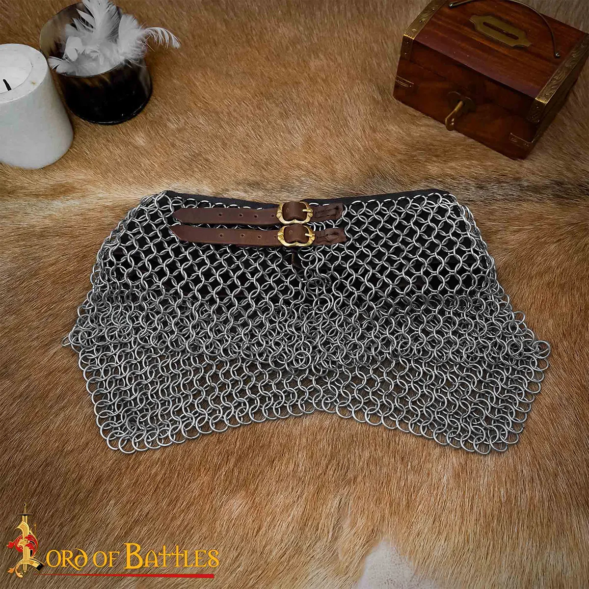 Medieval Chainmail Standard – High Tensile Butted Rings with Leather Trim – 9mm 16 Gauge Neck Protection Medieval Chainmail Standard – High Tensile Butted Rings with Leather Trim – 9mm 16 Gauge Neck Protection - Image 7