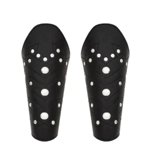 Studded Black Leather Arm Bracers