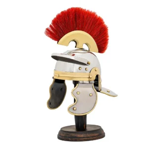 Miniature Roman Helmet with Wooden Stand Display Piece