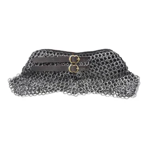 Chainmail Gorget / Standard – 9mm Riveted Flat Ring with Alternating Flat Solid Rings, 18 Gauge Stainless Steel – Ideal for Stage Combat & Reenactments