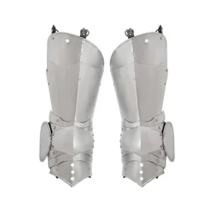 Gothic Knight Leg Armor with Poleyns – 16 Gauge Polished Steel