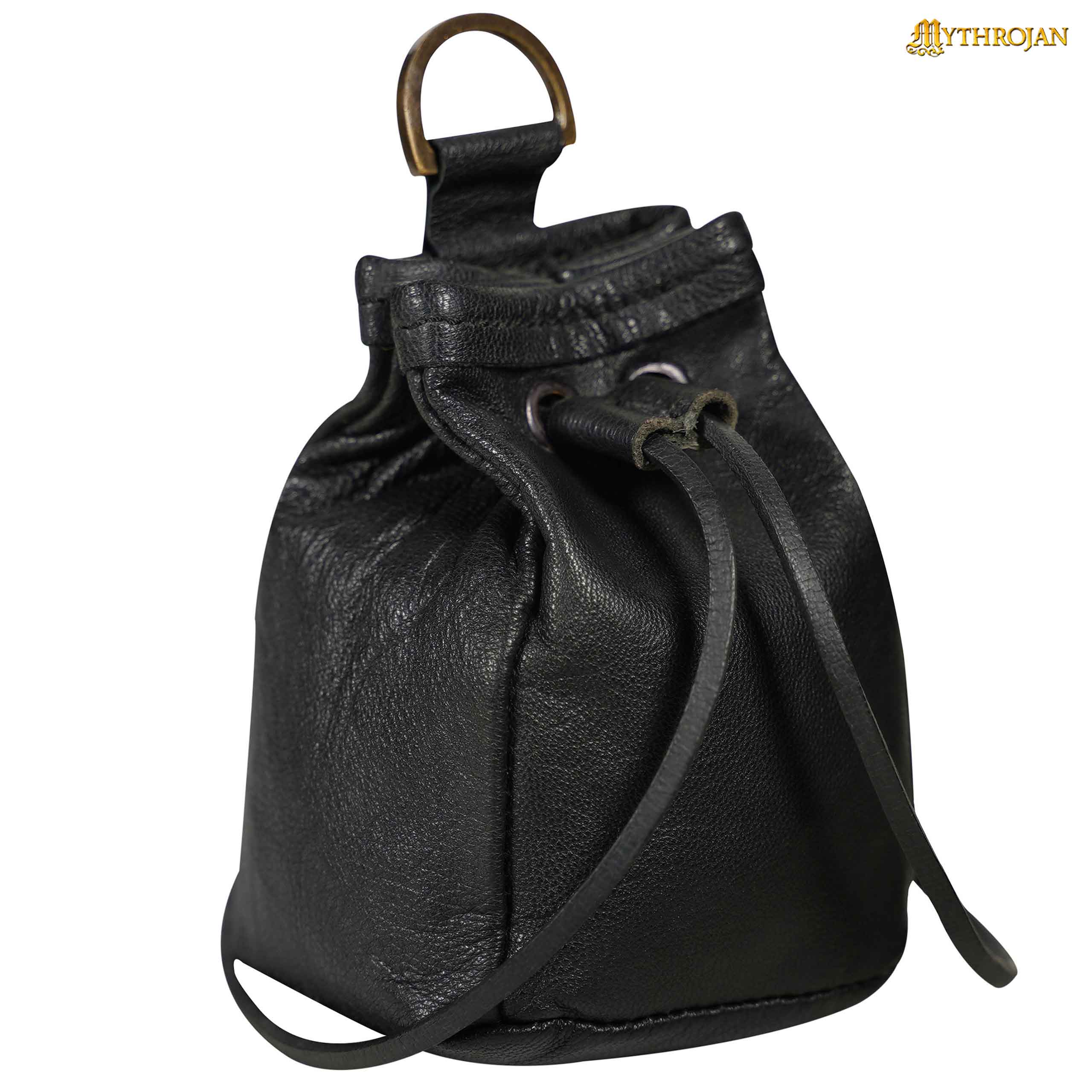 Medieval Drawstring Leather Belt Bag