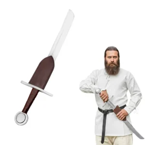 Late Medieval Functional Falchion Sword with Genuine Leather Sheath