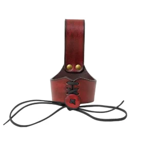 Leather Drinking Horn Holder - Adjustable Medieval Belt Frog