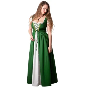 Medieval Irish Overdress & Chemise Set with Embroidery