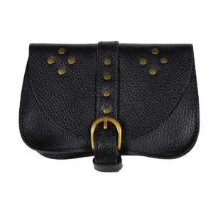 Leather Hip Pouch With Brass Buckle