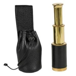 Brass Pirate Spyglass with Leather Belt Pouch
