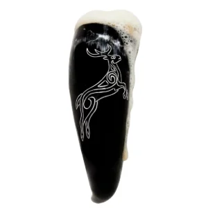 Roebuck Drinking Horn 400 - 500 ML Engraved Handcrafted Genuine Ox Horn