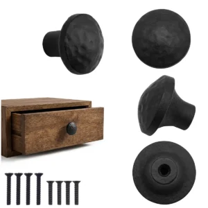 Hand Forged Iron Round Knob - 1 1/4 Inch Diameter (4-Set)