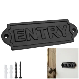Solid Forged Iron Vintage Entry Sign for Doors Handmade Hardware Accessory