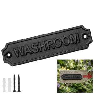 Solid Forged Iron Vintage Washroom Sign for Doors Handmade Hardware Accessory