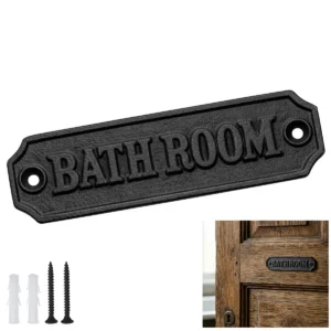 Solid Forged Iron Vintage Bathroom Sign for Doors Handmade Hardware Accessory