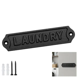 Solid Forged Iron Vintage Laundry Sign for Doors Handmade Hardware Accessory