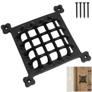 Mystic Colonial Hardware Solid Cast Iron Decorative Grille – Rustic Speaksy Vent Cover for Cabinets, Shutters, Doors, and Air Vents