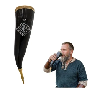 Viking Beer Horn with Yggdrasil Engraving