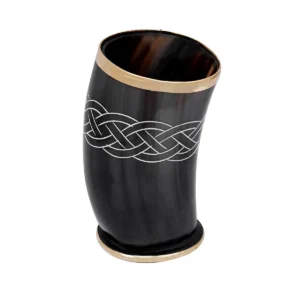 Ceremonial Drinking Horn Chalice with Brass Rim