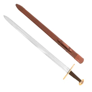 Medieval Type XI Oakeshott Typology Fully Tempered Steel Blade Sword with Leather Scabbard