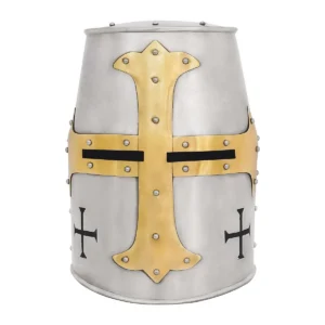 12th Century Crusader Helm with Brass Cross